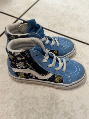 Vans sk8-hi side zip glow cosmic blue/black- size 8.5